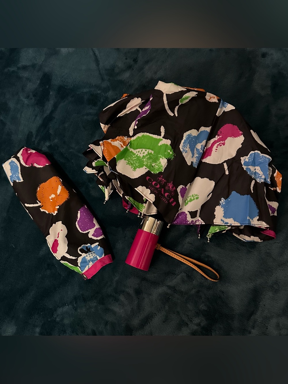 Coach Wildflower Print Automatic Folding Umbrella with Sleeve